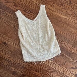 Elegant Vintage Cream Sleeveless Top